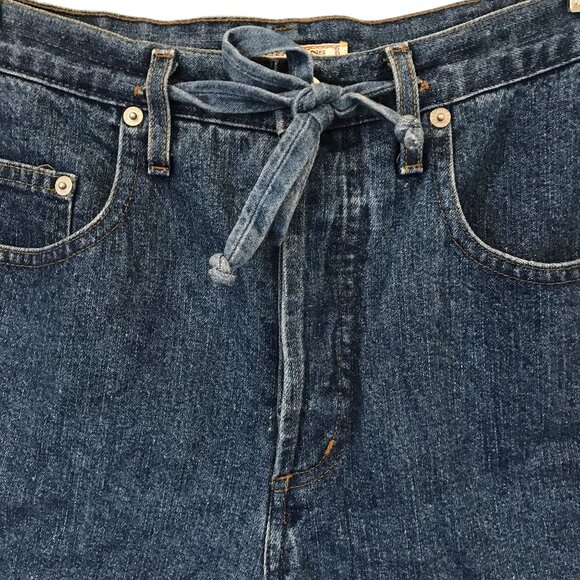 Vintage Guess High Waisted Bermuda Denim Shorts Tie Waist Button Fly Size 1 Y2K - Picture 2 of 6